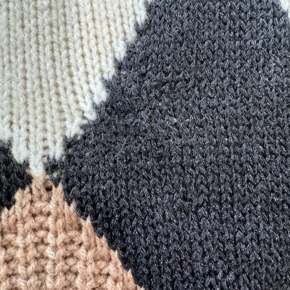 Sandro Paris Geometric Knit Sweater Black Tan Cream Colorblock Size 3 - Picture 3 of 15